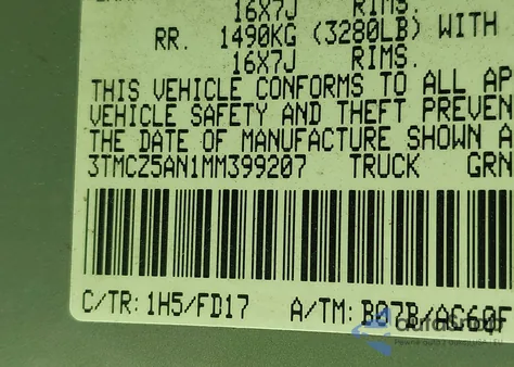 2021 Toyota Tacoma Trd Off-Road z USA, uszkodzony, nr VIN 3TMCZ5AN1MM399207